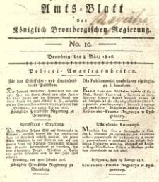 Amts-Blatt der Königlich Brombergischen Regierung. 1816.03.08 No.10