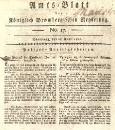 Amts-Blatt der Königlich Brombergischen Regierung. 1816.04.26 No.17