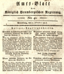 Amts-Blatt der Königlich Brombergischen Regierung. 1816.10.04 No.40