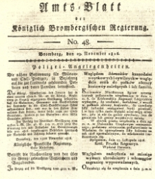 Amts-Blatt der Königlich Brombergischen Regierung. 1816.11.29 No.48