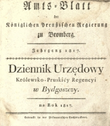 Amtsblatt der Königlichen Preussischen Regierung zu Bromberg. 1817.01.03 No.1