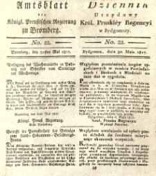 Amtsblatt der Königlichen Preussischen Regierung zu Bromberg. 1817.05.30 No.22