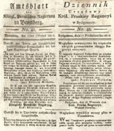 Amtsblatt der Königlichen Preussischen Regierung zu Bromberg. 1817.10.17 No.42