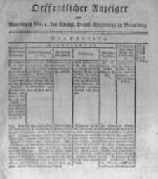Oeffentlicher Anzeiger zum Amtsblatt No.1. der Königl. Preuss. Regierung zu Bromberg. 1818
