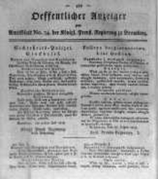 Oeffentlicher Anzeiger zum Amtsblatt No.34. der Königl. Preuss. Regierung zu Bromberg. 1818