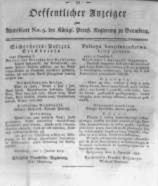 Oeffentlicher Anzeiger zum Amtsblatt No.5. der Königl. Preuss. Regierung zu Bromberg. 1819