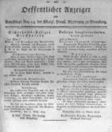 Oeffentlicher Anzeiger zum Amtsblatt No.14. der Königl. Preuss. Regierung zu Bromberg. 1819