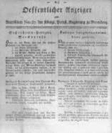 Oeffentlicher Anzeiger zum Amtsblatt No.27. der Königl. Preuss. Regierung zu Bromberg. 1819