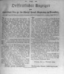 Oeffentlicher Anzeiger zum Amtsblatt No.45. der Königl. Preuss. Regierung zu Bromberg. 1819