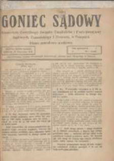 Goniec Sądowy: miesięcznik Centralnego Związku Urzędników i Funkcjonarjuszy Sądowych, Poznańskiego i Pomorza w Poznaniu 1921.05.15 R.1 Nr4