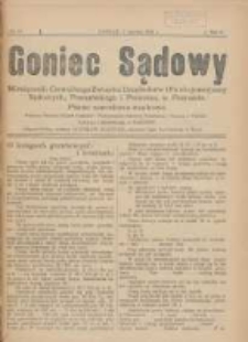 Goniec Sądowy: miesięcznik Centralnego Związku Urzędników i Funkcjonarjuszy Sądowych, Poznańskiego i Pomorza w Poznaniu 1922.06.01 R.2 Nr16