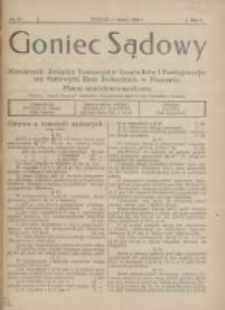Goniec Sądowy: miesięcznik Związku Towarzystw Urzędników i Funkcjonarjuszy Sądowych Ziem Zachodnich w Poznaniu 1922.08.01 R.2 Nr18