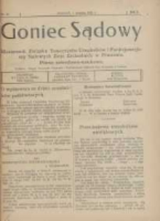Goniec Sądowy: miesięcznik Związku Towarzystw Urzędników i Funkcjonarjuszy Sądowych Ziem Zachodnich w Poznaniu 1922.09.01 R.2 Nr19