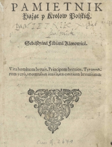 Pamiętnik Xiążąt y Krolow polskich