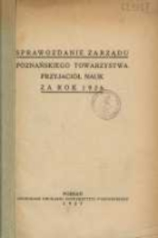 Sprawozdanie Zarządu Poznańskiego Towarzystwa Przyjaciół Nauk za rok 1926