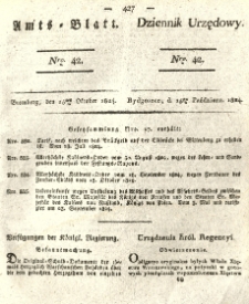 Amtsblatt der K&ouml;niglichen Preussischen Regierung zu Bromberg. 1824.10.15 No.42