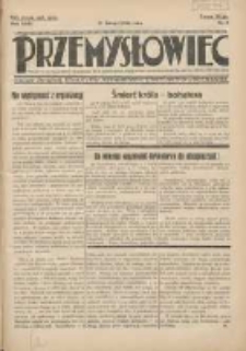 Przemysłowiec: tygodnik dla polskiego rzemiosła, przemysłu i handlu: organ Związku Towarzystw Przemysłowych 1934.02.25 R.31 Nr8