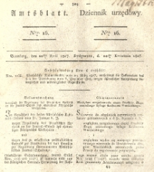 Amtsblatt der K&ouml;niglichen Preussischen Regierung zu Bromberg. 1827.04.20 No.16