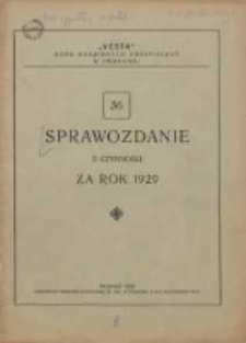 Pięćdziesiąte szóste Sprawozdanie z czynności za rok 1929