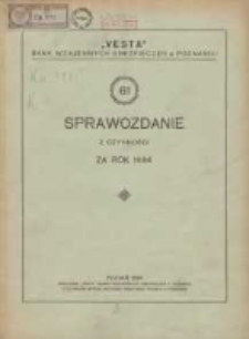 Sześćdziesiąte pierwsze Sprawozdanie z czynności za rok 1934