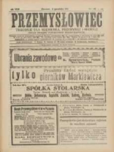 Przemysłowiec: tygodnik dla polskiego rzemiosła, przemysłu i handlu: organ Związku Towarzystw Przemysłowych 1911.12.03 R.8 Nr49
