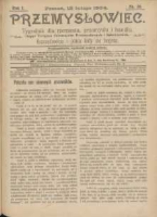 Przemysłowiec: tygodnik dla rzemiosła, przemysłu i handlu: organ Związku Towrzystw Przemysłowych i Śpiewackich 1904.02.13 R.1 Nr20