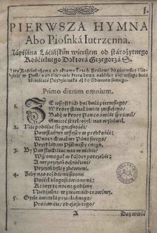 Hymny koscielne: Cokolwiek sie ich w Breuiarzach teraznieyszych znayduie [...] Przekładania [...] Stanisława Grochowskiego [...]