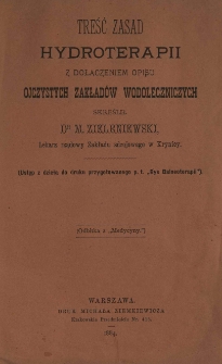Treść zasad hydroterapii z dołączeniem opisu ojczystych zakładów wodoleczniczych