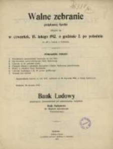 Sprawozdanie Banku Ludowego-Volksbank Eingetragene Genossenschaft mit Unbeschränkter Haftpflicht w Kościanie z Czynności w Roku 1911