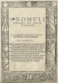 Romuli Amasei De Pace oratio