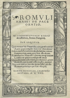 Romuli Amasei De Pace Oratio