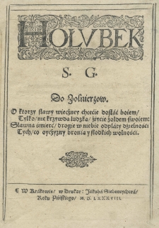 Hołubek. S[tanisław] G[rochowski] do żołnierzów.