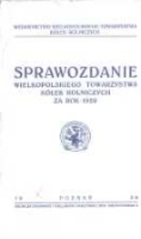 Sprawozdanie Wielkopolskiego Towarzystwa Kółek Rolniczych za rok 1929