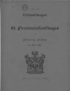 Verhandlungen des 49 Provinziallandtages der Provinz Posen im März 1918
