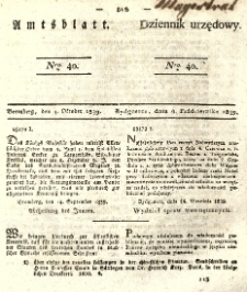 Amtsblatt der Königlichen Preussischen Regierung zu Bromberg. 1839.10.04 No.40
