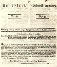 Amtsblatt der Königlichen Preussischen Regierung zu Bromberg. 1839.10.25 No.43