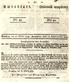 Amtsblatt der Königlichen Preussischen Regierung zu Bromberg. 1839.10.25 No.43