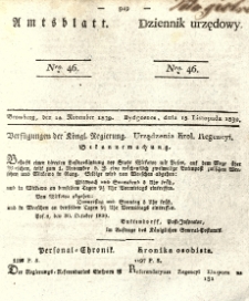 Amtsblatt der Königlichen Preussischen Regierung zu Bromberg. 1839.11.15 No.46