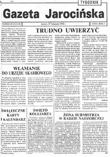 Gazeta Jarocińska 1992.11.27 Nr49(113)