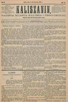 Kaliszanin: gazeta miasta Kalisza i jego okolic 1878.01.18 Nr6