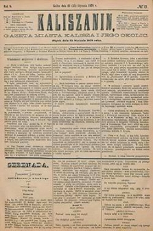 Kaliszanin: gazeta miasta Kalisza i jego okolic 1878.01.25 Nr8