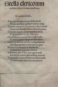 Stella clericorum cuilibet clerico summe necessaria