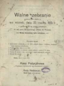 Sprawozdanie Roczne Kasy Pożyczkowej w Ostrowie z Czynności w Roku 1914