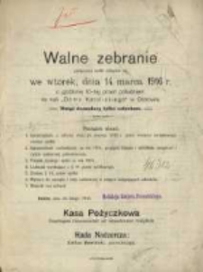 Sprawozdanie Roczne Kasy Pożyczkowej w Ostrowie z Czynności w Roku 1915