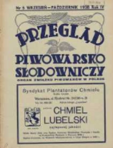Przegląd Piwowarsko-Słodowniczy: organ Związku Piwowarów w Polsce 1938 wrzesień/październik R.4 Nr5