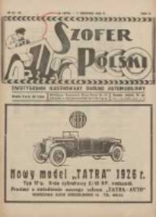 Szofer Polski: dwutygodnik ilustrowany og&oacute;lno automobilowy 1926.07.15/08.01 R.2 Nr14/15 R.2 Nr14/15