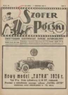 Szofer Polski: dwutygodnik ilustrowany ogólno automobilowy 1926.07.15/08.01 R.2 Nr14/15 R.2 Nr14/15