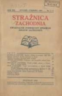 Strażnica Zachodnia: kwartalnik poświęcony sprawom Kres&oacute;w Zachodnich 1929 styczeń/czerwiec R.8 Nr1/2