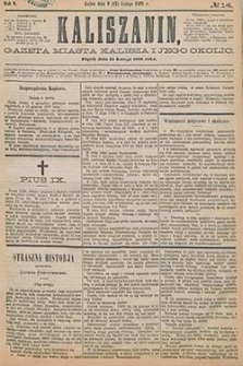 Kaliszanin: gazeta miasta Kalisza i jego okolic 1878.02.15 Nr14