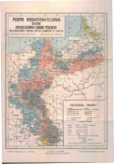Mapa narodowościowa ziem dotychczasowego zaboru pruskiego 1:2.000.000: na podstawie urzędowych spis&oacute;w ludności z r. 1905 i 1910: ze statystyką narodowościową dzielnicy pruskiej